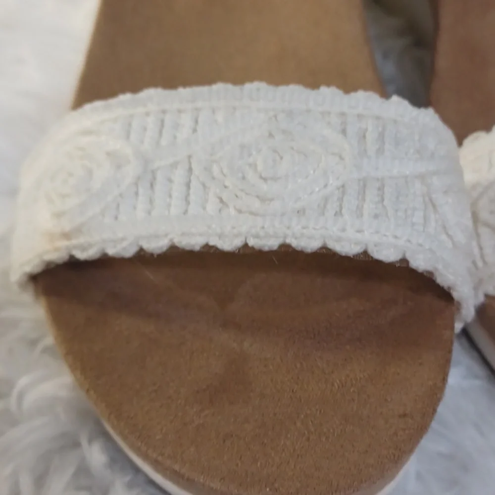 Lucky Brand White Wedge Sandals